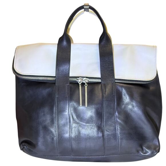 3.1 Phillip Lim 31 Hour Tote Bag Black & White Soft Leather X-Large‎ Work Bag - Picture 13 of 16